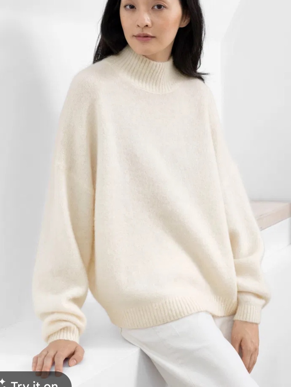 & OTHER STORIES WOMENS ALPACA WOOL OVERSIZED SWEATER IVORY CREAM MEDIUM